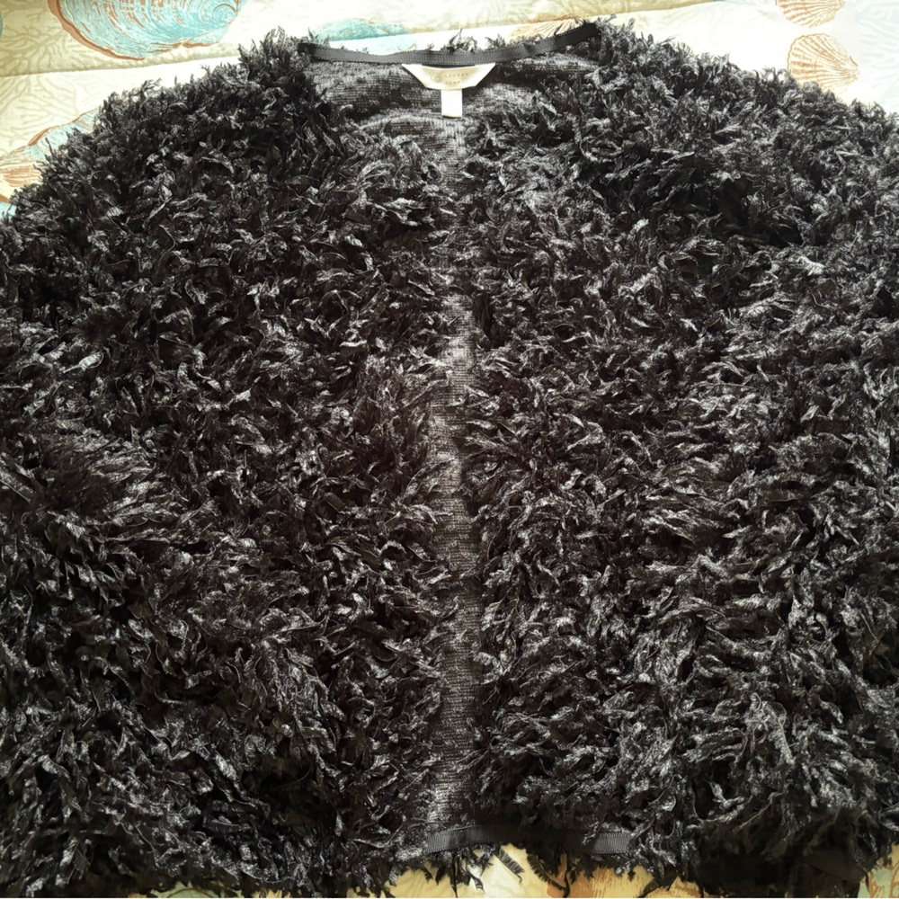LC Lauren Conrad Black Teddy Jacket Plush Faux Fur